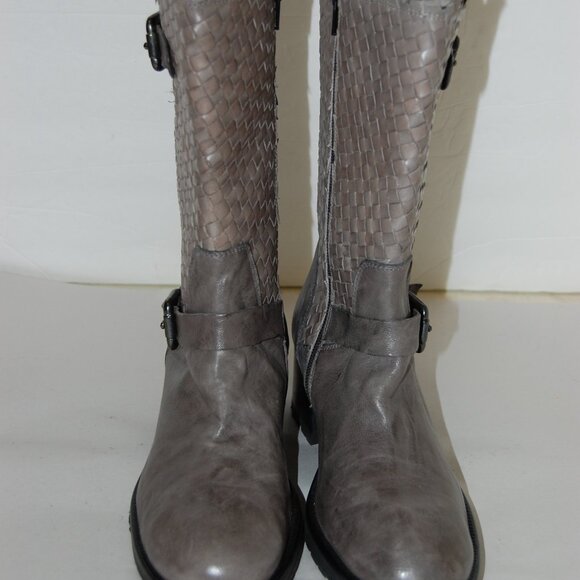40/US9❤️Pons Quintana Gray Leather HEELS Buckle Mid Calf BOOTS Made in Spain - Picture 10 of 13